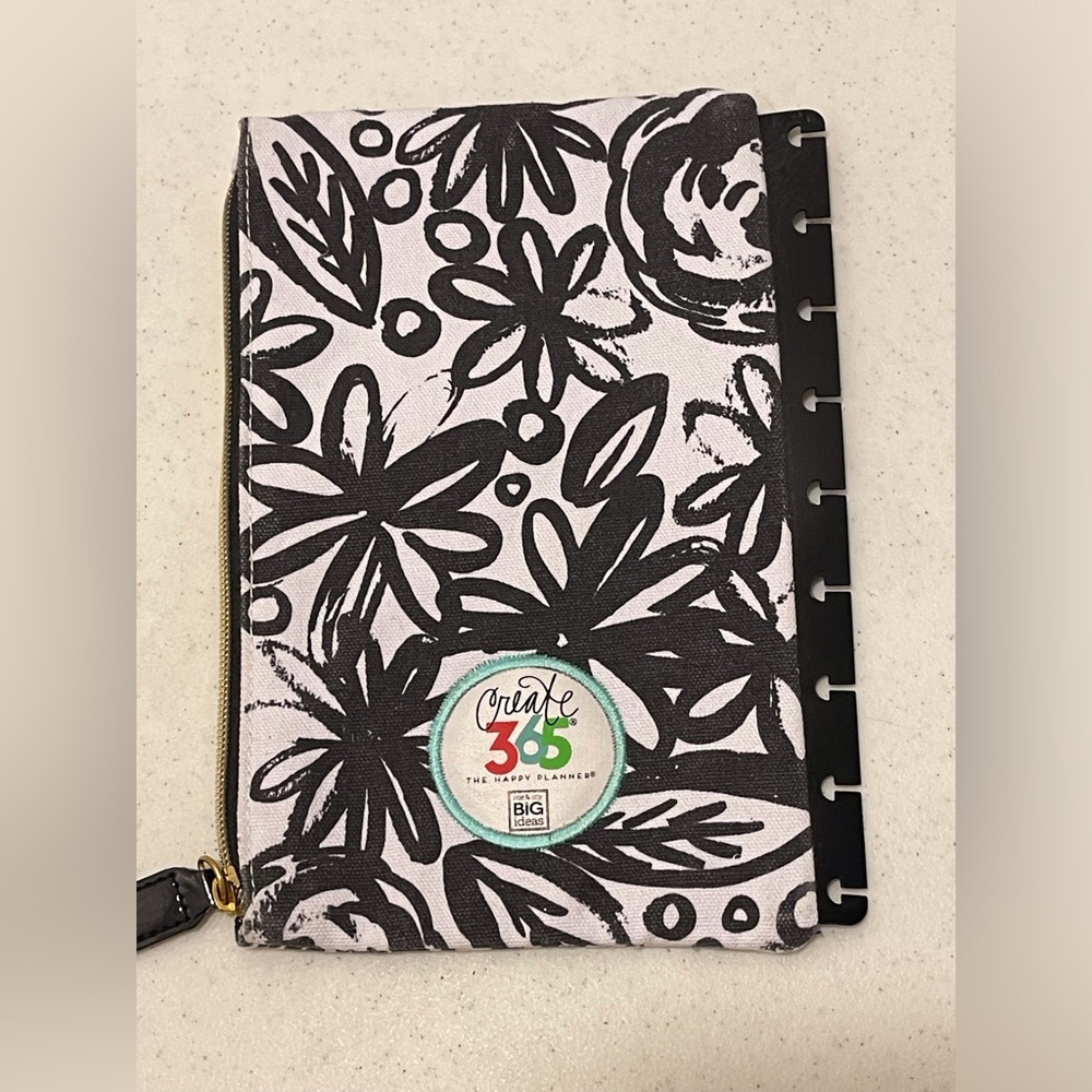 Create 365 Black Floral Canvas Pencil Case Insert  ~ Fits Discbound Systems